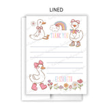 Goose Rainbow Thank You Note Card Stationery • Fill in Blank, Lined or Blank Cards