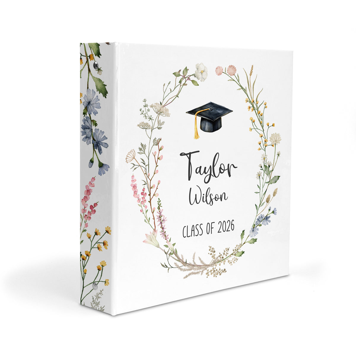 Boho Wildflowers Wild Flowers Graduation Personalized Custom 2" 3 Ring Binder • School Office Supplies