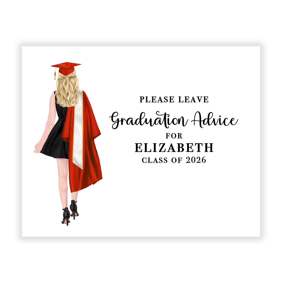 Sign for Graduation Party Advice Wish Wishes Cards Personalized • Stationery Custom Printed Open House Decorations Graduate Decor