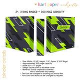 Green Abstract Personalized 2" 3 Ring Binder