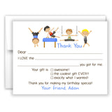 Gymnastics Thank You Note Card Stationery • Fill in Blank, Lined or Blank Cards