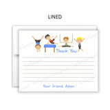 Gymnastics Thank You Note Card Stationery • Fill in Blank, Lined or Blank Cards