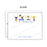 Gymnastics Thank You Note Card Stationery • Fill in Blank, Lined or Blank Cards