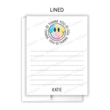 Rainbow Tie Dye Happy Thank You Note Card Stationery • Fill in Blank, Lined or Blank Cards