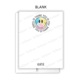 Rainbow Tie Dye Happy Thank You Note Card Stationery • Fill in Blank, Lined or Blank Cards