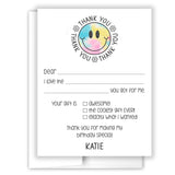 Rainbow Tie Dye Happy Thank You Note Card Stationery • Fill in Blank, Lined or Blank Cards
