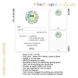 Rainbow Tie Dye Happy Thank You Note Card Stationery • Fill in Blank, Lined or Blank Cards