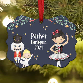 Harlequin Jester Polichinelle Columbine • Nutcracker Christmas Ornament Personalized Custom Holiday Decor Gift Boy Girl Ballerina Ballet