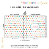 Rainbow Hearts Personalized 2" 3 Ring Binder