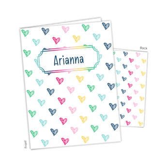 Rainbow Hearts Personalized 2-Pocket Folder