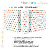 Rainbow Hearts Personalized 2" 3 Ring Binder