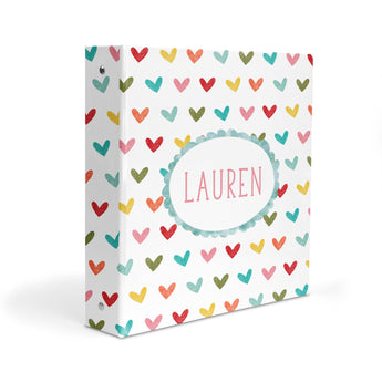 Rainbow Hearts Personalized 2" 3 Ring Binder