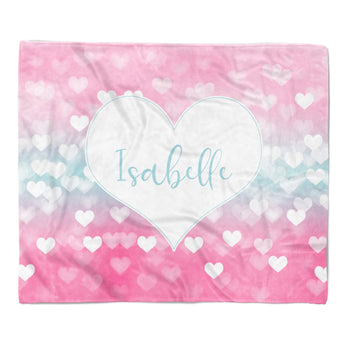 Pink Heart Minky Blanket Personalized Custom