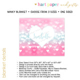 Pink Heart Minky Blanket Personalized Custom