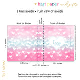 Pink Blue Hearts Personalized 2" 3 Ring Binder