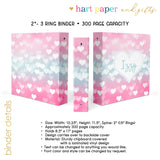 Pink Blue Hearts Personalized 2" 3 Ring Binder