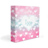 Pink Blue Hearts Personalized 2" 3 Ring Binder