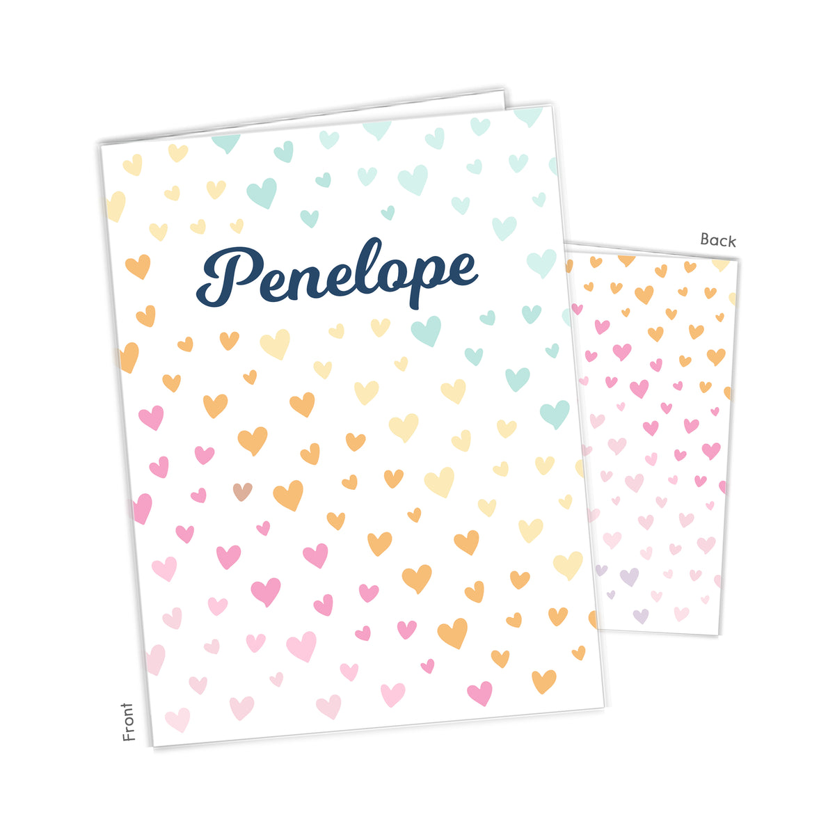 Rainbow Hearts Personalized Custom 2-Pocket Folder • School Office Supplies