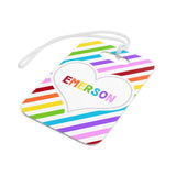 Rainbow Hearts & Stripes Luggage Bag Tag
