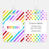 Rainbow Hearts & Stripes Luggage Bag Tag