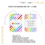 Rainbow Hearts & Stripes Luggage Bag Tag