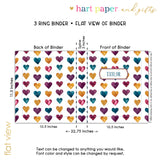Rainbow Hearts Personalized 2" 3 Ring Binder