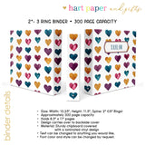 Rainbow Hearts Personalized 2" 3 Ring Binder