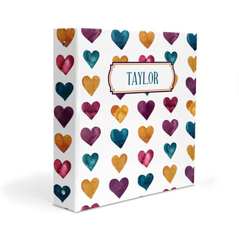 Rainbow Hearts Personalized 2" 3 Ring Binder