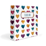 Rainbow Hearts Personalized 2" 3 Ring Binder