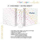 Rainbow Hearts Personalized 2" 3 Ring Binder