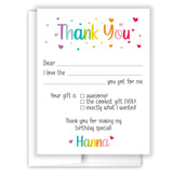 Rainbow Hearts Thank You Note Card Stationery • Fill in Blank, Lined or Blank Cards