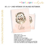 Hedgehog Personalized Notebook or Sketchbook