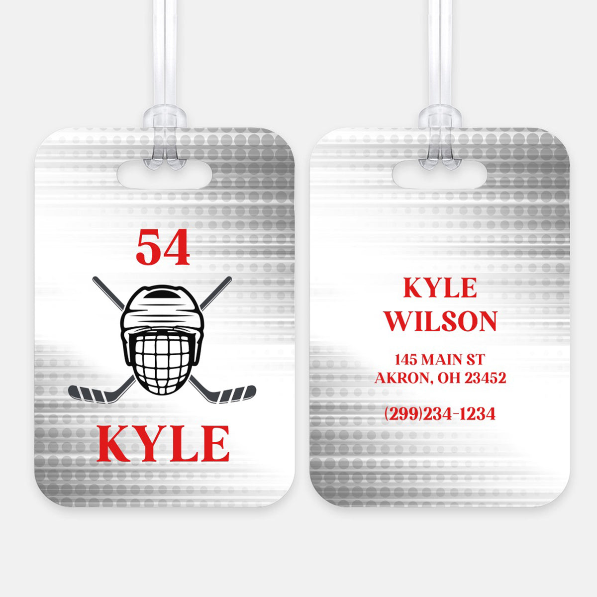 Hockey Sports Luggage Bag Tag Personalized Custom