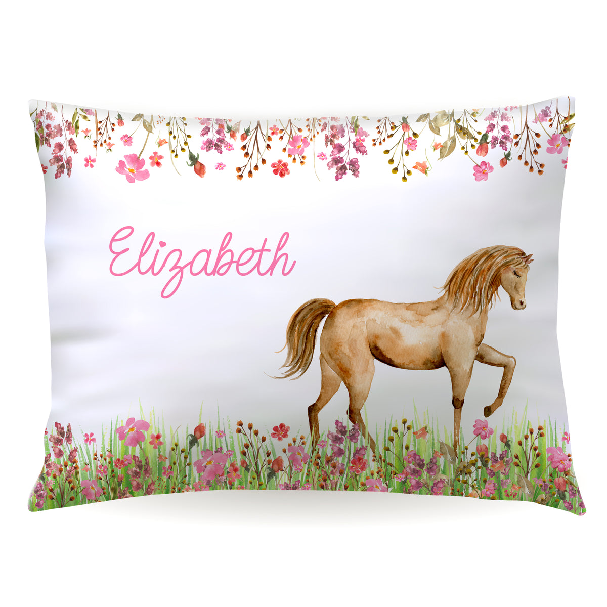 Wildflower Horse Pony Personalized Custom Pillowcase • Standard or Toddler Size