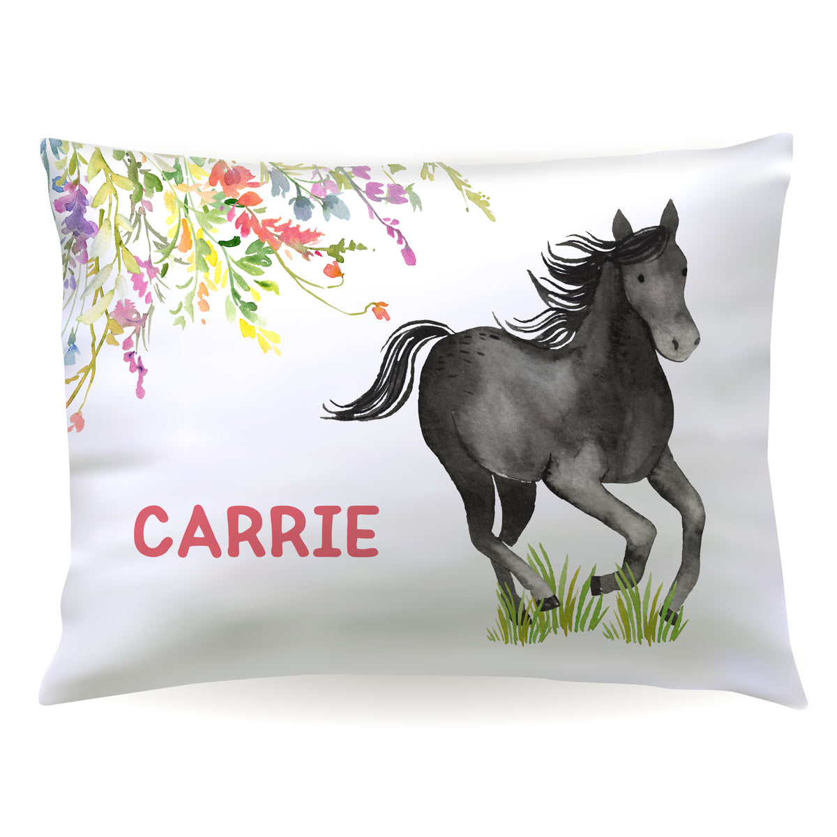 Wildflower Horse Pony Personalized Custom Pillowcase • Standard or Toddler Size