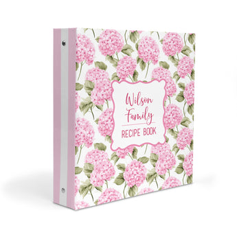Pink Hydrangea Personalized 2" 3 Ring Recipe Book Binder