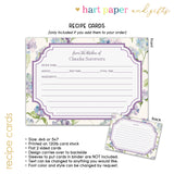 Purple Blue Hydrangea Personalized 2" 3 Ring Recipe Book Binder