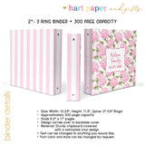Pink Hydrangea Personalized 2" 3 Ring Recipe Book Binder
