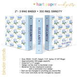 Blue Hydrangea Personalized 2" 3 Ring Binder