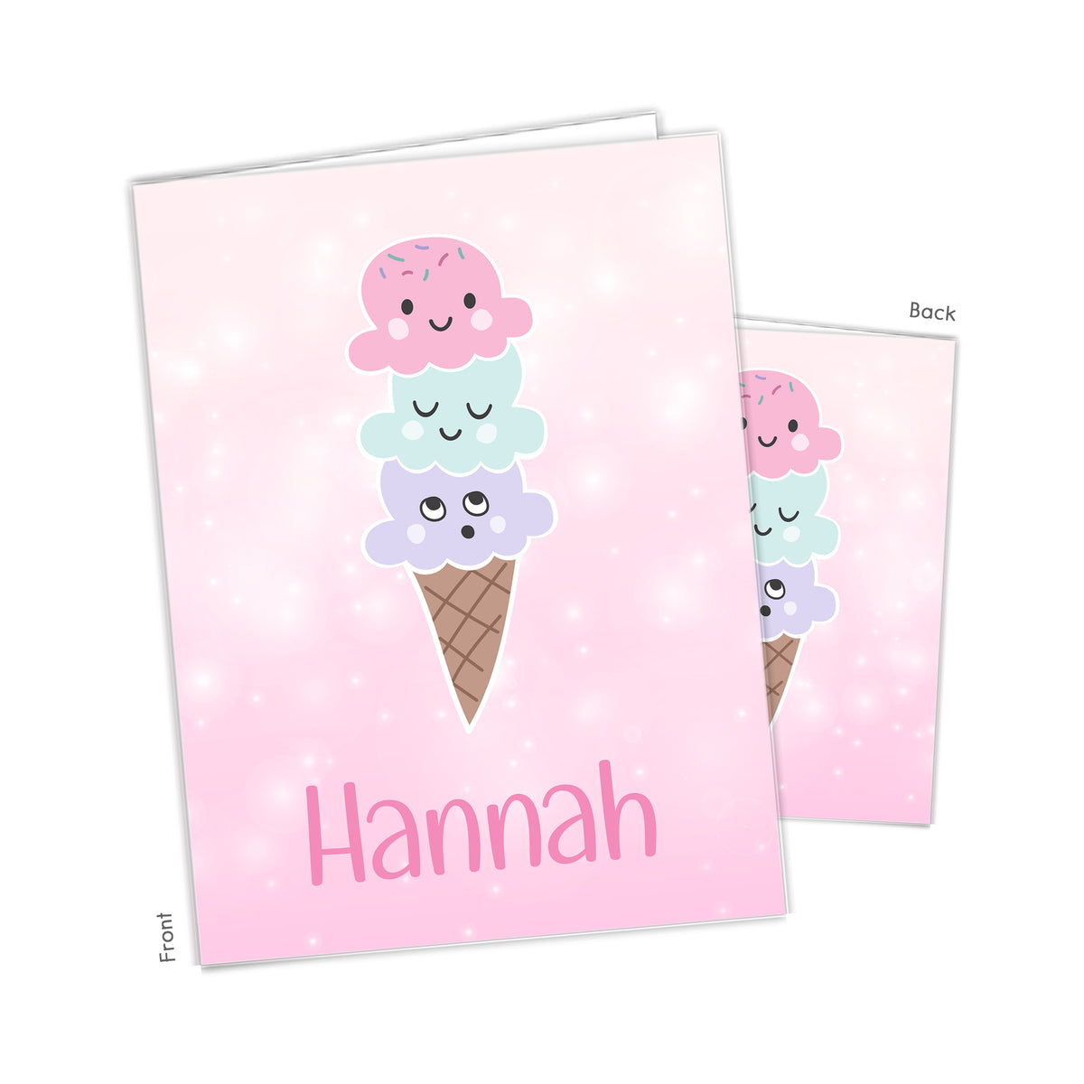 Ice Cream Personalized Custom 2-Pocket Folder • School Office Supplies