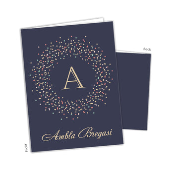 Navy Blue Polka Dot Wreath Monogram Personalized 2-Pocket Folder