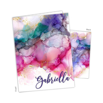 Rainbow Alcohol Ink Personalized 2-Pocket Folder