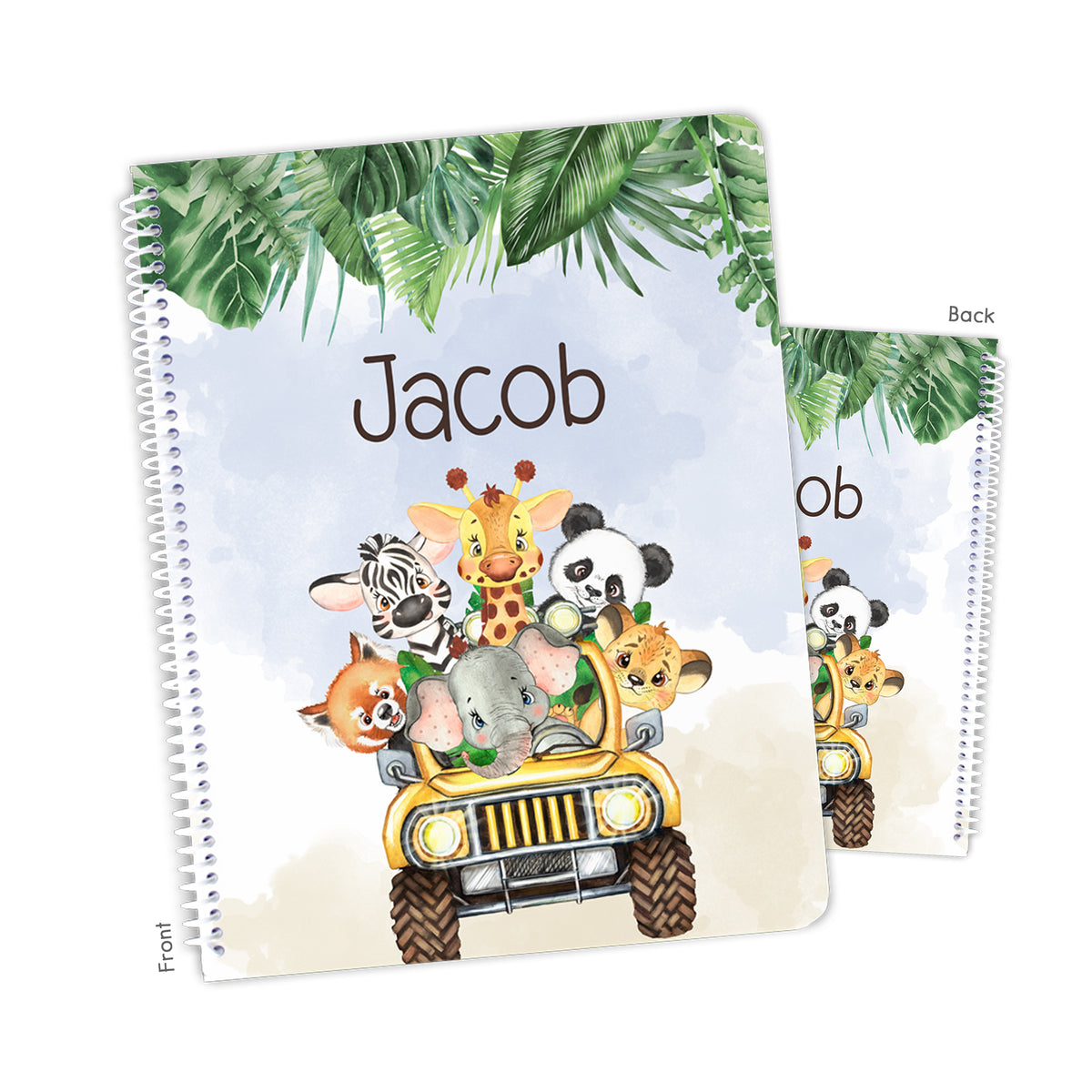 Safari Animals Personalized Custom Notebook or Sketchbook • School Office Supplies