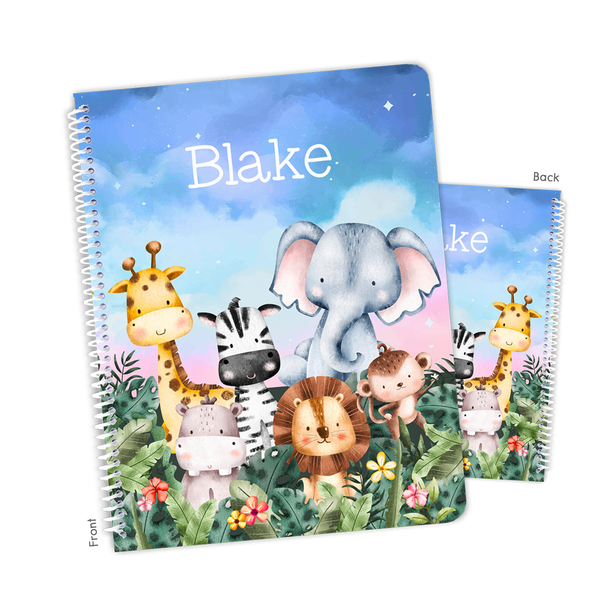Safari Animals Personalized Custom Notebook or Sketchbook • School Office Supplies