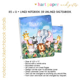 Safari Animals Personalized Notebook or Sketchbook