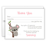 Koala Bears Thank You Note Card Stationery • Fill in Blank, Lined or Blank Cards
