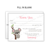 Koala Bears Thank You Note Card Stationery • Fill in Blank, Lined or Blank Cards