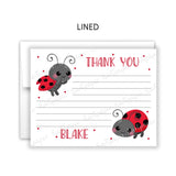 Ladybug Thank You Note Card Stationery • Fill in Blank, Lined or Blank Cards