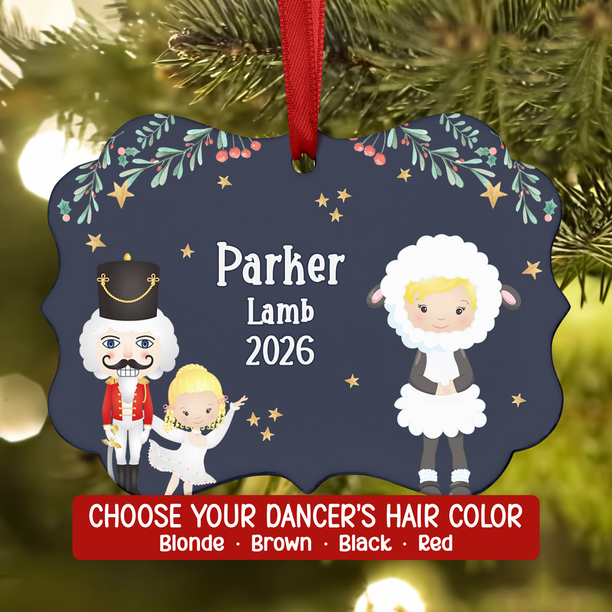 Lamb Sheep • Nutcracker Christmas Ornament Personalized Custom Holiday Decor Gift Boy Girl Ballerina Ballet