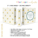 Lemon Personalized 2" 3 Ring Recipe Book Binder
